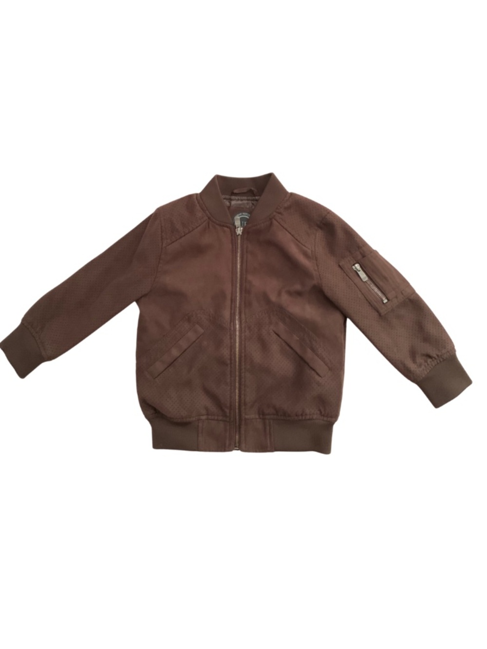 Urban Republic Brown Kids Bomber Jacket Zip Sleeve 3T Streetwear Casual